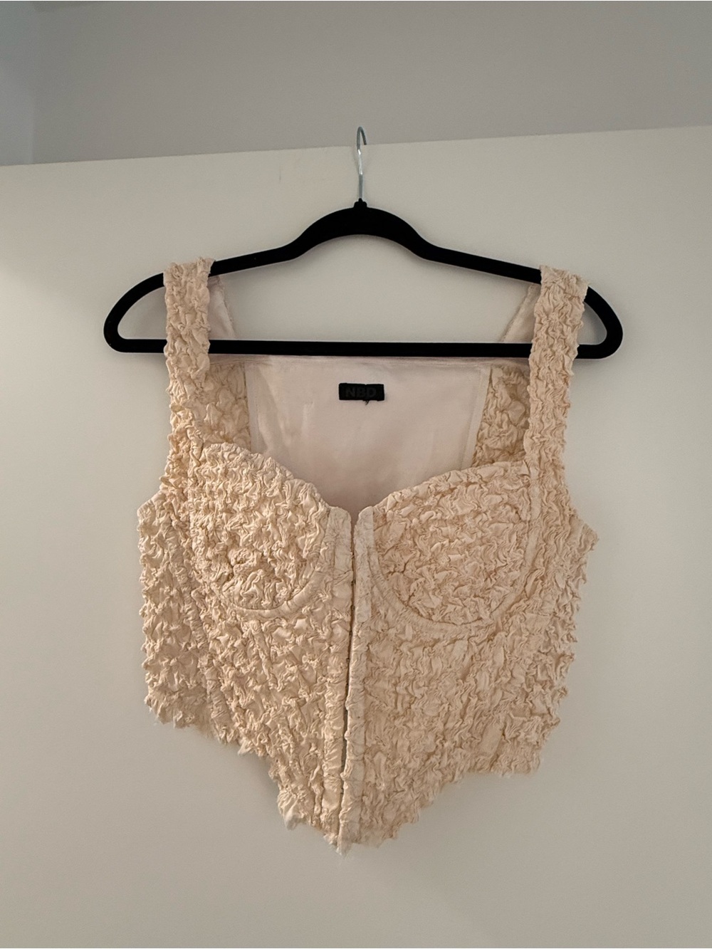 NBD Cream Ruched Bustier Tank (Revolve)